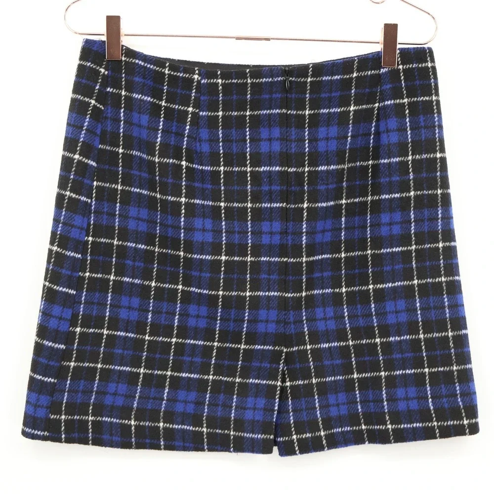 mo:vint Plaid Mini Skirt Womens M Blue Preppy Alt Grunge Academia Classic Trendy